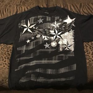 Men’s Black and White 5 Point 3D Star Tee Shirt